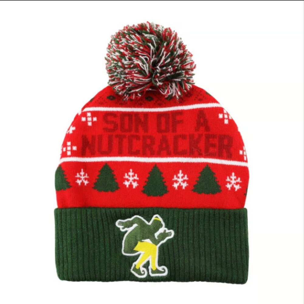 Buddy the Elf Son of a Nutcracker Red & Green Pom Pom Beanie Hat